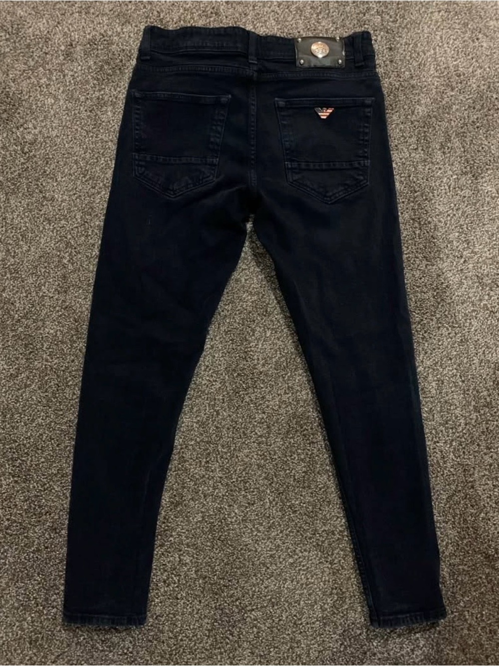Armani Jeans Men's Skinny Jeans with USA Flag Logo Pendant